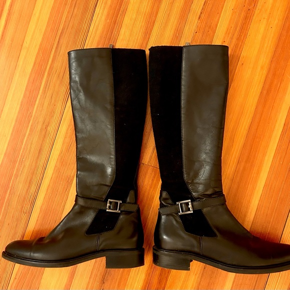 Aquatalia Genna Waterproof Black Leather Heeled Riding Boots, Size 9 - Picture 2 of 9
